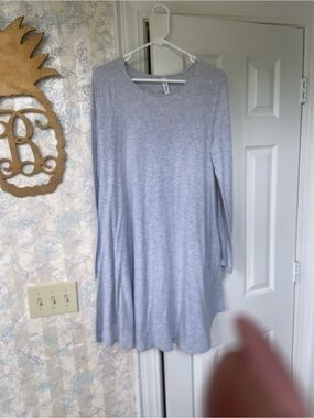 Everyday Long-Sleeve Swing Dress — Light Gray